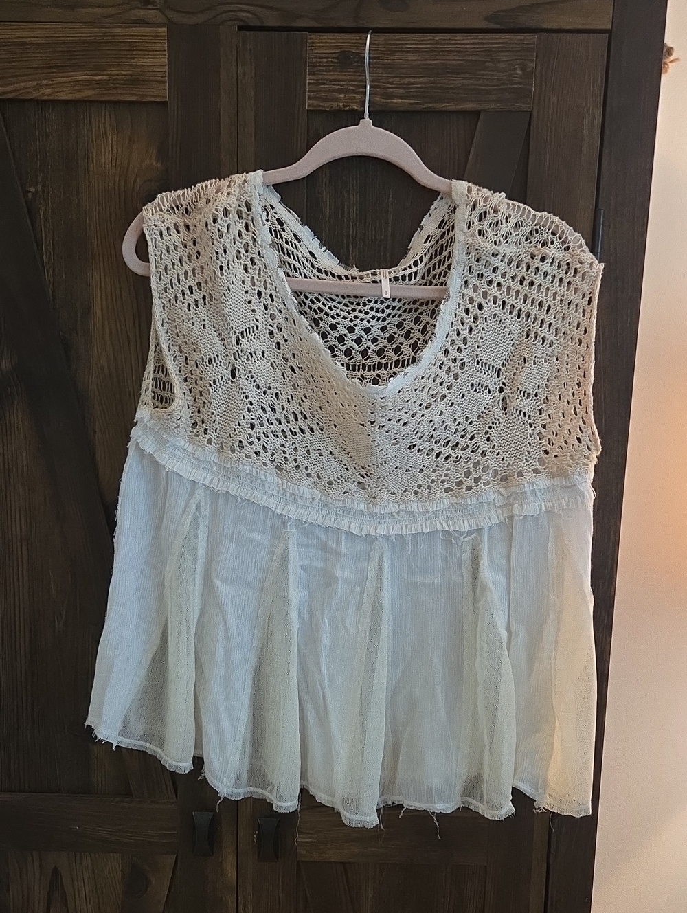 Free People Cream Crochet Lace Layered Tunic